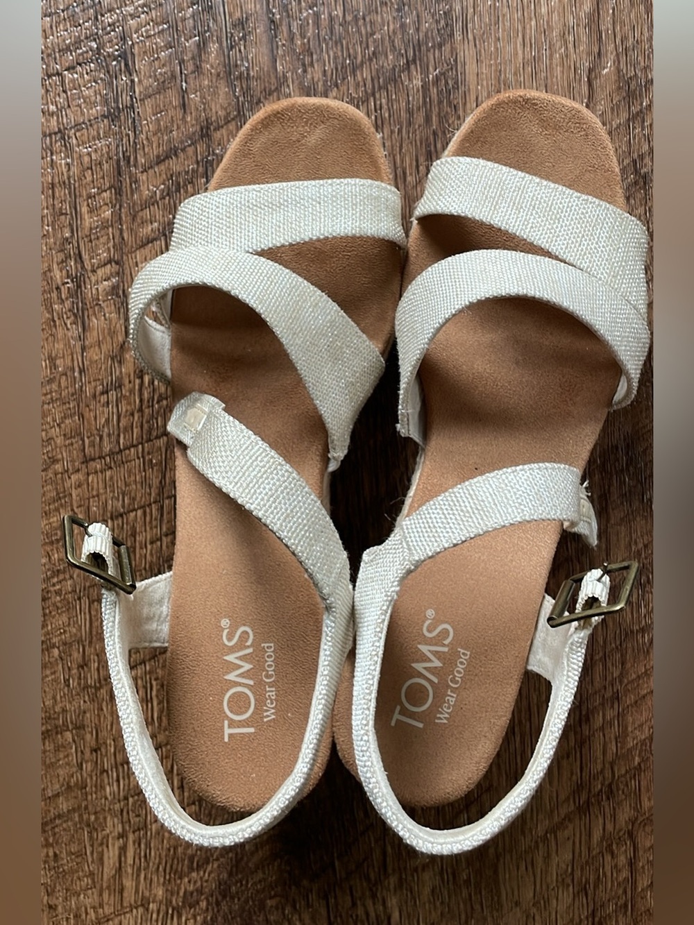 TOMS Cream Cross-Strap Ankle Buckle Sandals